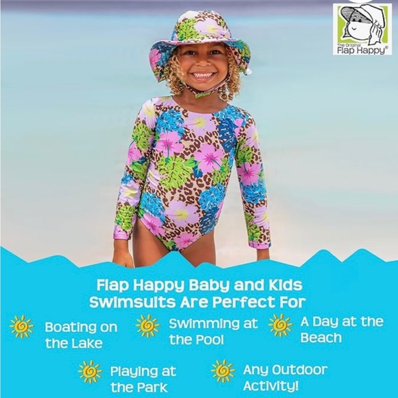 Flap Happy Girls' Rash Guard Swimsuit - Magic Stripe Unicorn - Size 2 - Picture 9 of 12